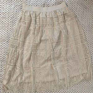Miss Pink Women's Cream Cottagecore Lace Coquette Midi Skirt Size M